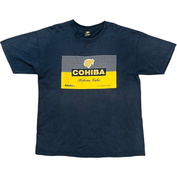 Cohiba Cigar Vintage Habana Cuba Navy T-shirt - Picture 1 of 5